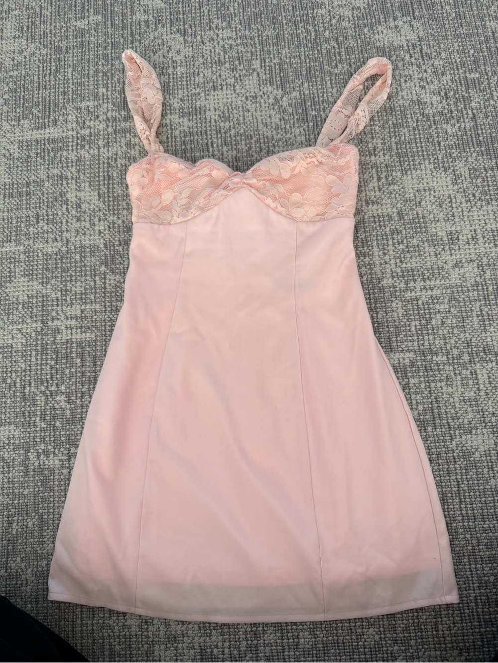 Women's Lace Trim Slip Dress - Soft Pink